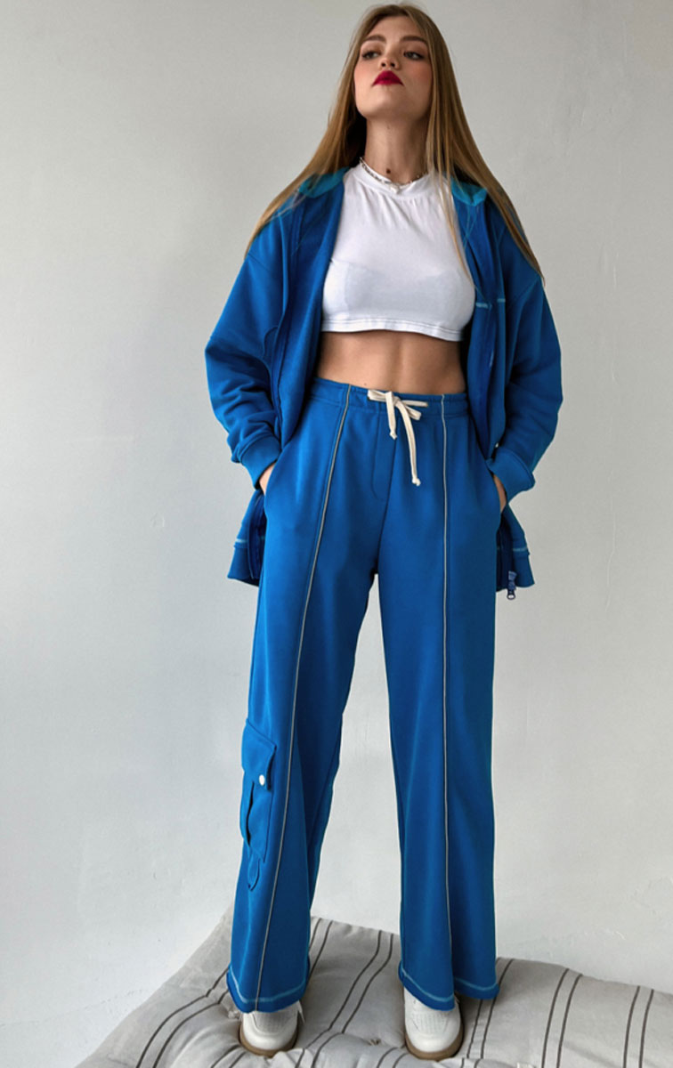 Штани кльош кишеня сині (без начосу)