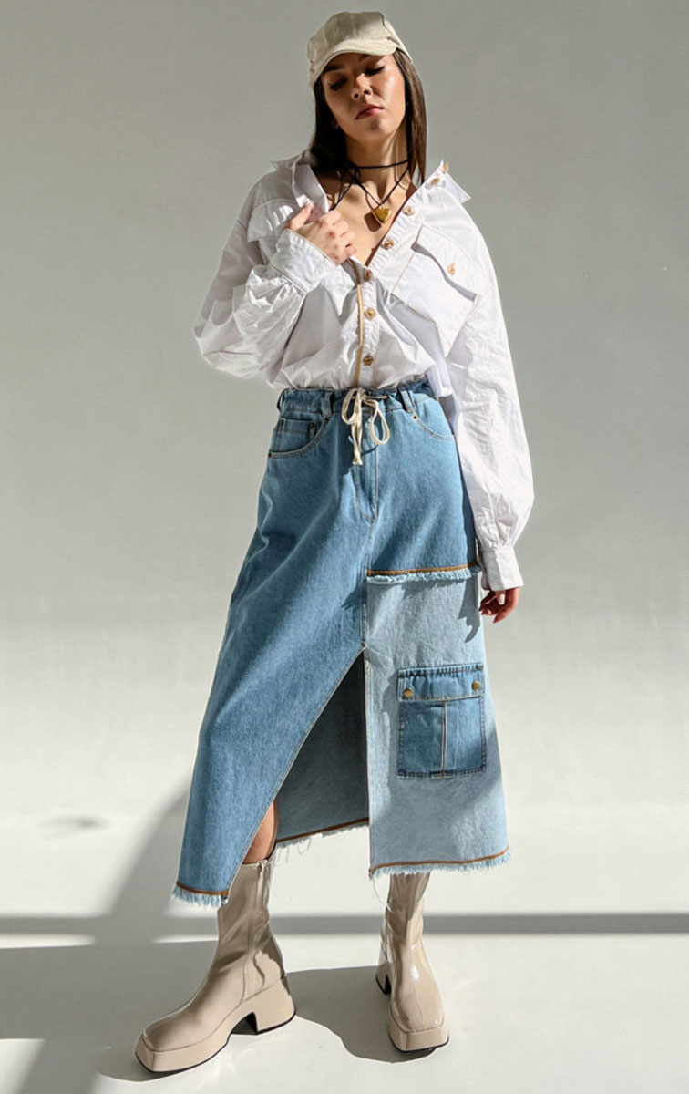 Спідниця асиметрія блакитна